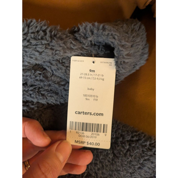 Baby Carter's Bunting Jumpsuit 9m Gray, NWT - Picture 4 of 4